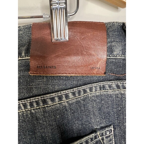 AllSaints Jeans Mens W34 Blue Denim Cigarette Skinny Fit Stretch Button Fly - Picture 8 of 14